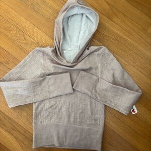 NWT Cotton Candy Juniors S/M Ribbed & Textured Hooded Pullover in Oatmeal Grey